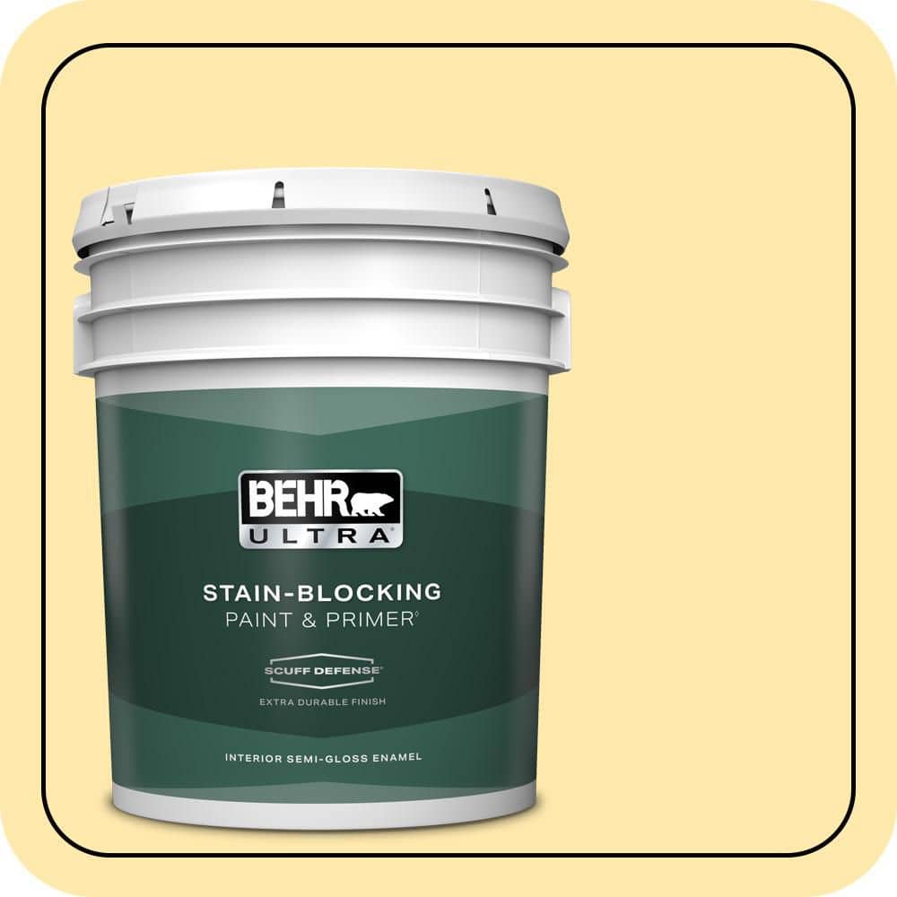 BEHR ULTRA 5 gal. #P290-2 Sweet as Honey Extra Durable Semi-Gloss Enamel Interior Paint & Primer