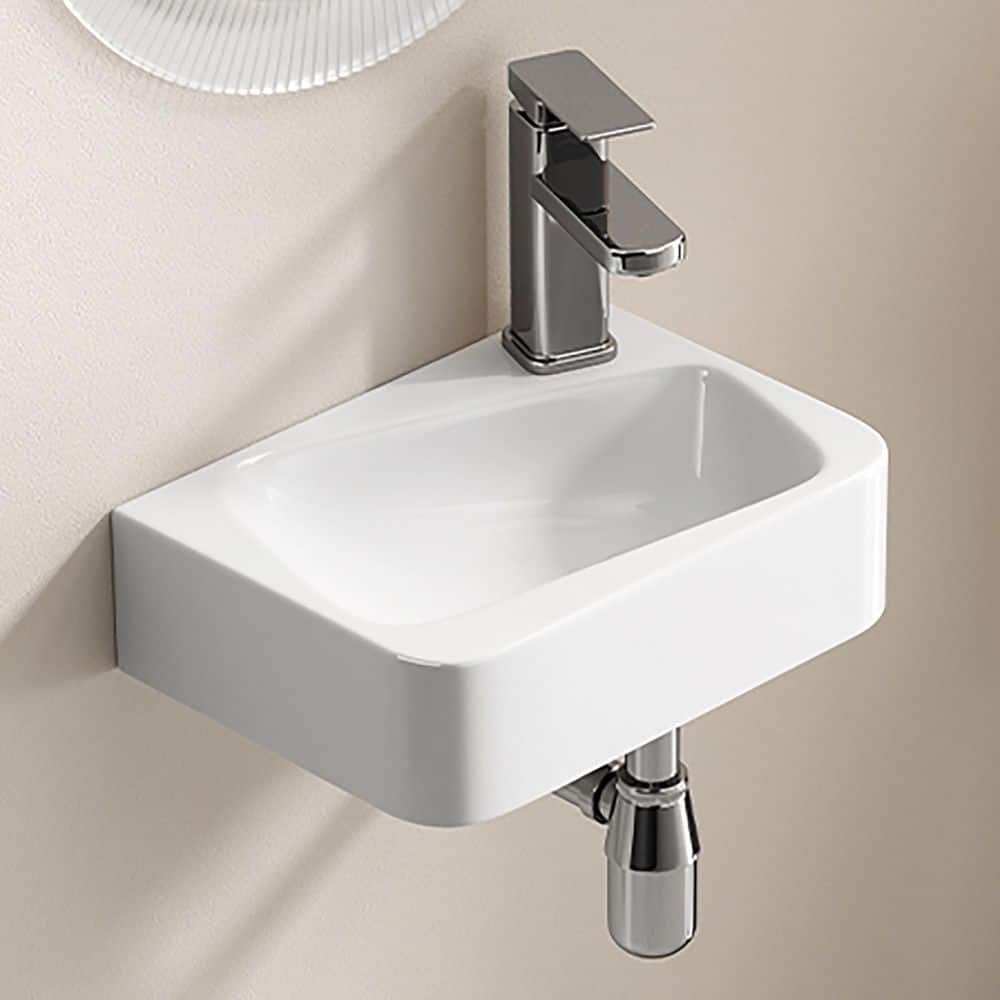 Coporesell 14.18 in. x 10.24 in. Wall Mounted Bathroom Sink in Milk White Ceramic (1)