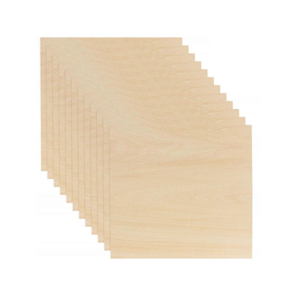 Afoxsos 1/8 x 12 x 12 in. Basswood Plywood Project Panel, Unfinished Wood Sheets for Crafts and DIY Projects (12-Pack) (1)