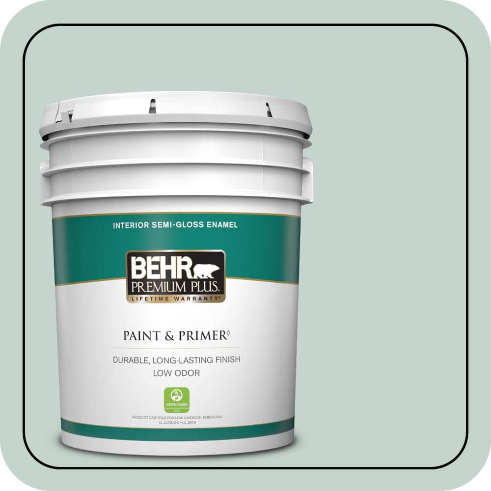 BEHR PREMIUM PLUS 5 gal. #N430-2 Natures Reflection Semi-Gloss Enamel Low Odor Interior Paint & Primer