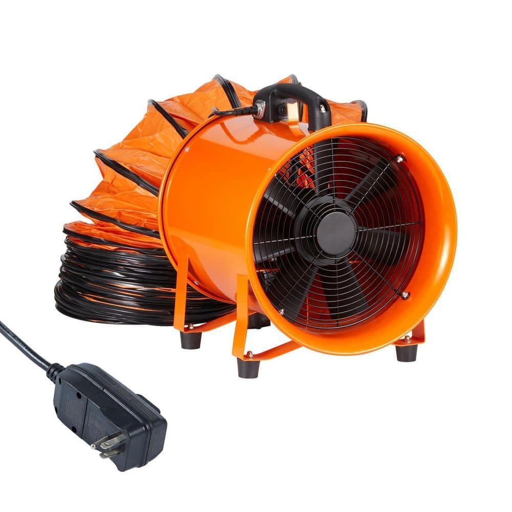 SVOPES Portable Ventilator, 12 in. 1 Speed Blower Fan in. Orange with 16.4 ft. Duct Hose, Exhaust Blower for Smoke in Workshop (1)