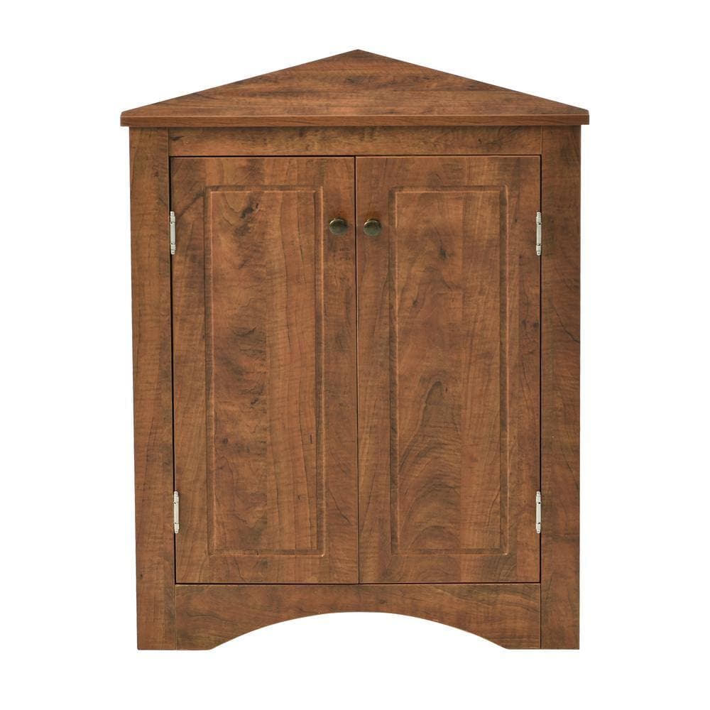 Tileon 23.6 in. W x 17.2 in. D x 31.5 in. H Brown MDF Freestanding Corner Linen Cabinet (1)