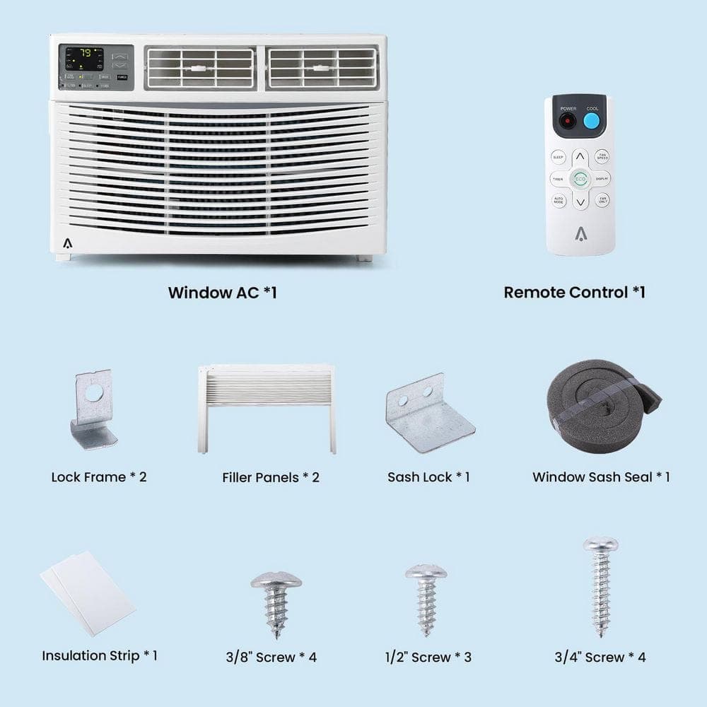 Unbranded 8000 BTU (DOE) 115 Volts Window Air Conditioner Cools 350 Sq. Ft. WiFi Enabled with Remote in White (3)