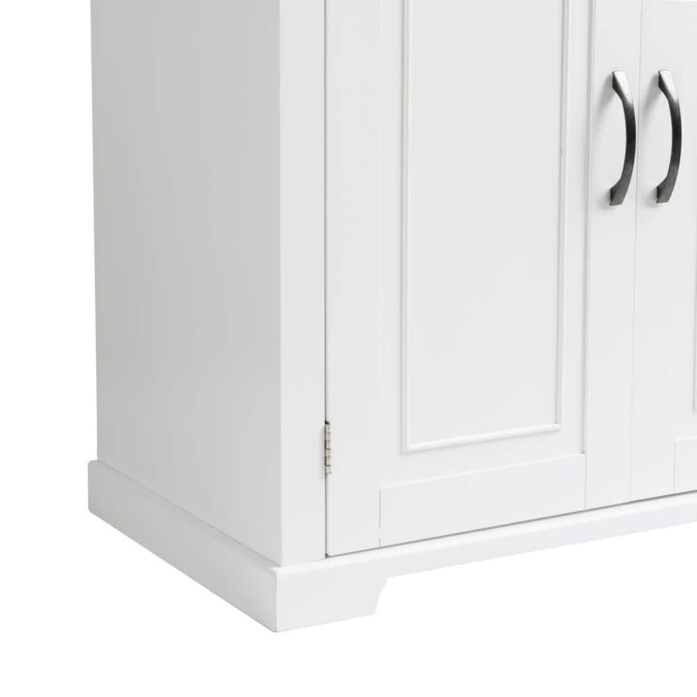 Tatahance 29.9 in. W x 15.7 in. D x 72.2 in. H White Freestanding Linen Cabinet with Storage Rack and Adjustable Shelve (3)