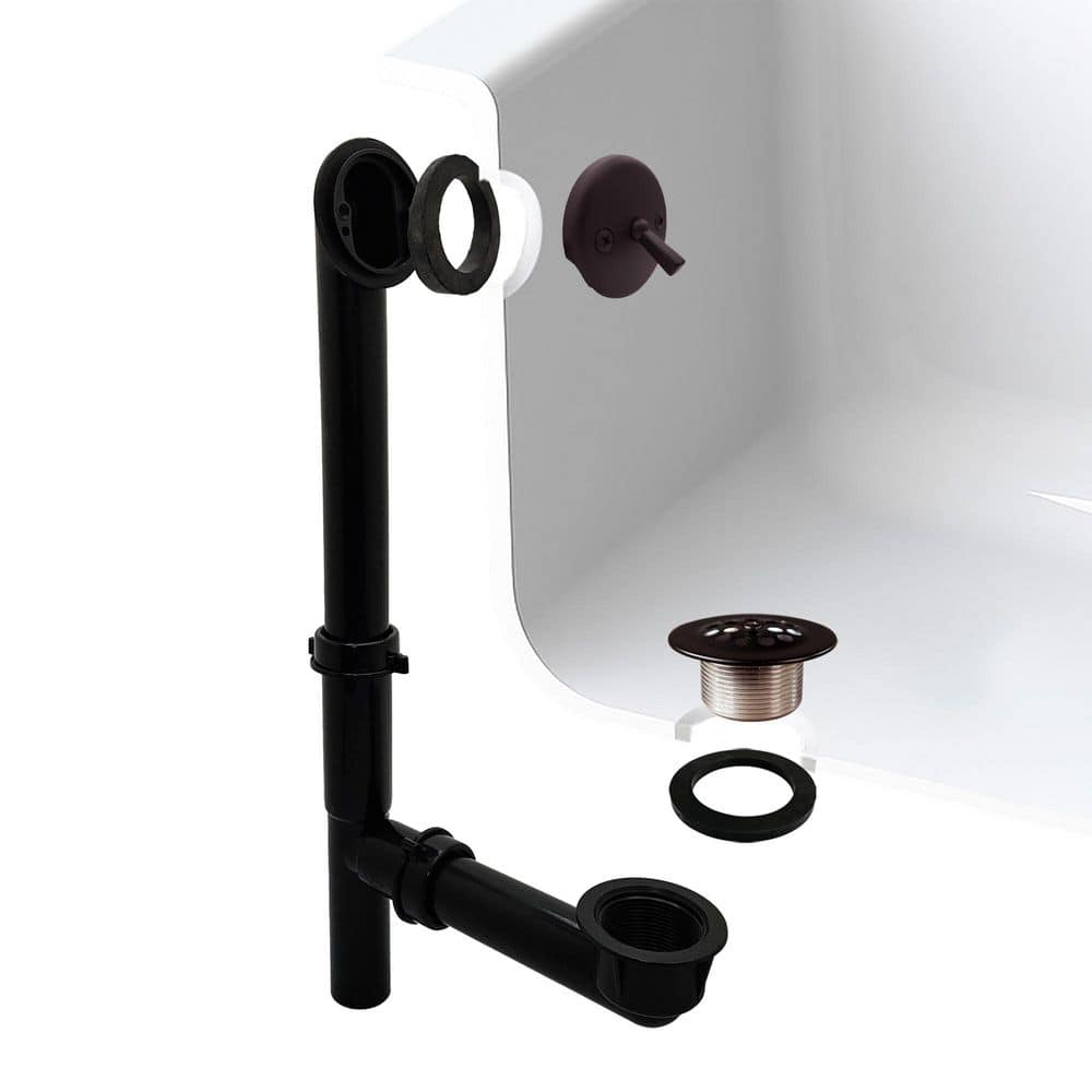 Westbrass 1-1/2 in. 14 in. Black Poly Bath Waste & Overflow with Trip Lever and Beehive Strainer Drain (1)