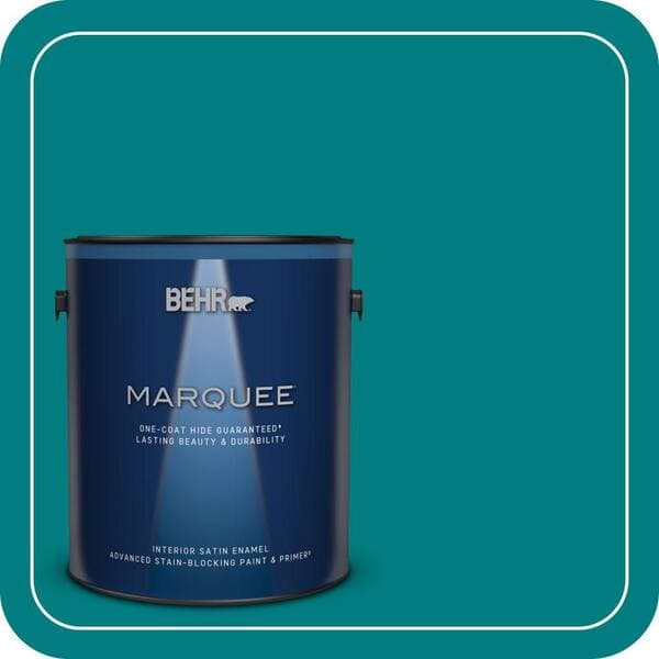 BEHR MARQUEE 1 gal. #S-G-500 Tropical Waters Satin Enamel Interior Paint & Primer (2)