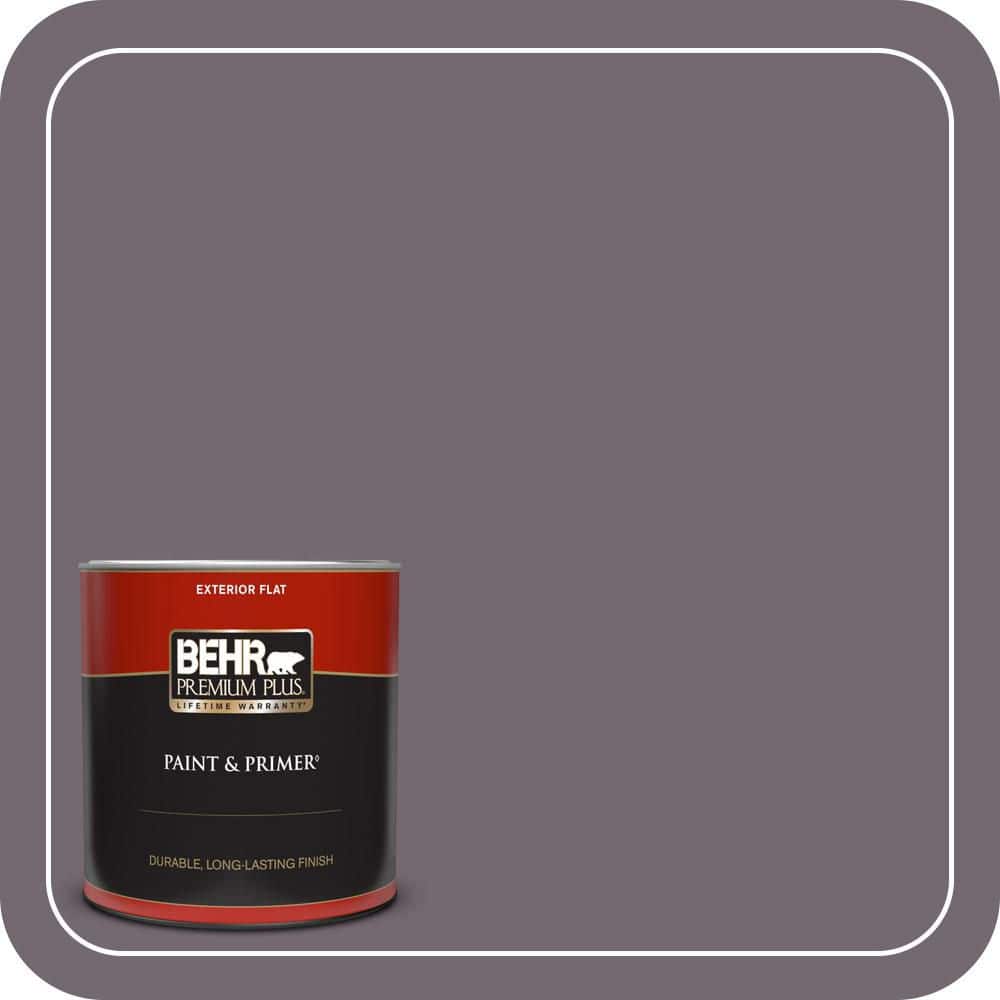 BEHR PREMIUM PLUS 1 qt. #MQ1-33 Sultry Smoke Flat Exterior Paint & Primer