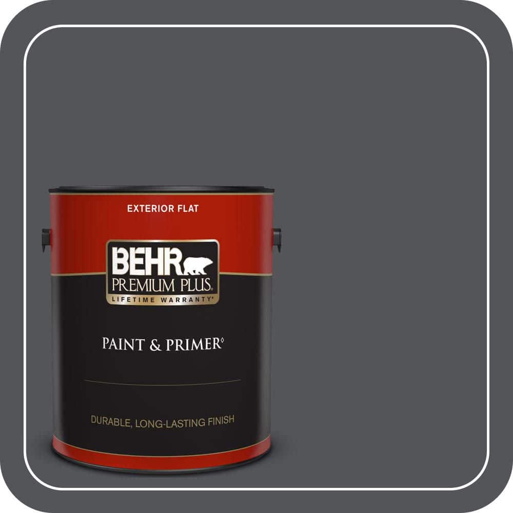 BEHR PREMIUM PLUS 1 gal. #N510-6 Orion Gray Flat Exterior Paint & Primer