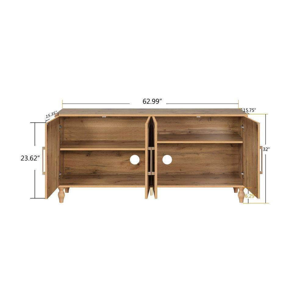 COWLOWN 62.99 in. W x 15.75 in. D x 32 in. H Bathroom Brown Linen Cabinet (2)