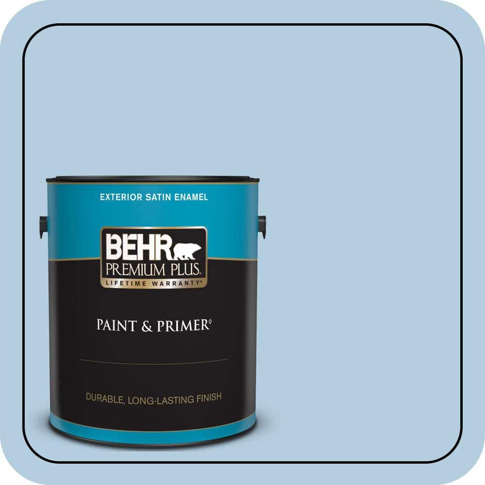 BEHR PREMIUM PLUS 1 gal. #PPU14-14 Crystal Waters Satin Enamel Exterior Paint & Primer