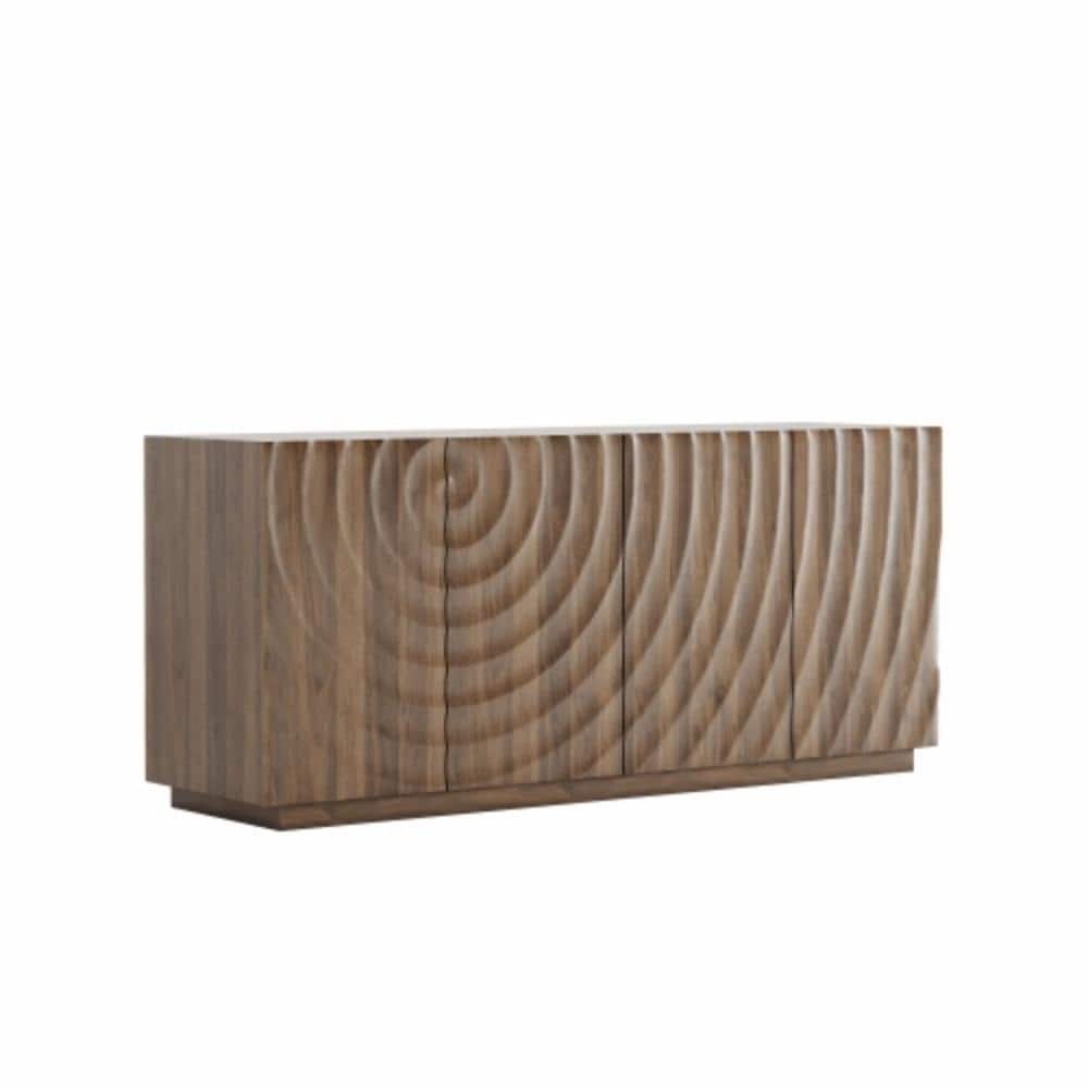 Unbranded 59 in. W x 15 in. D x 26.5 in. H Bathroom Brown Linen Cabinet (1)