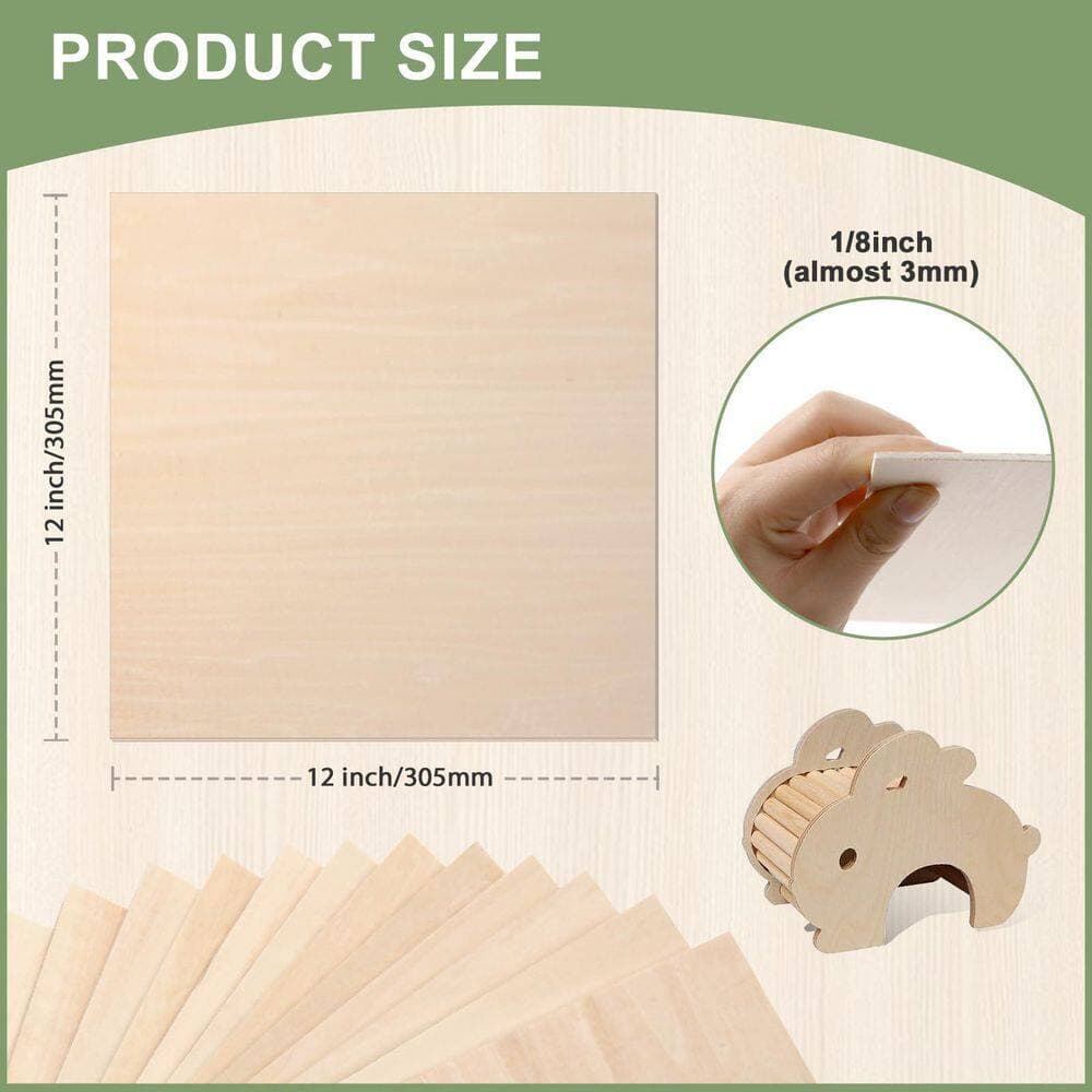 Afoxsos 1/8 in. x 12 in. x 12 in. Basswood Plywood Project Panel, 48-Pack for Laser Cutting, Engraving, Wood Burning, and Crafts (2)