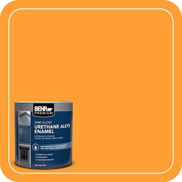 BEHR PREMIUM 1 qt. #P250-7 Blazing Bonfire Semi-Gloss Enamel Urethane Alkyd Interior/Exterior Paint (2)
