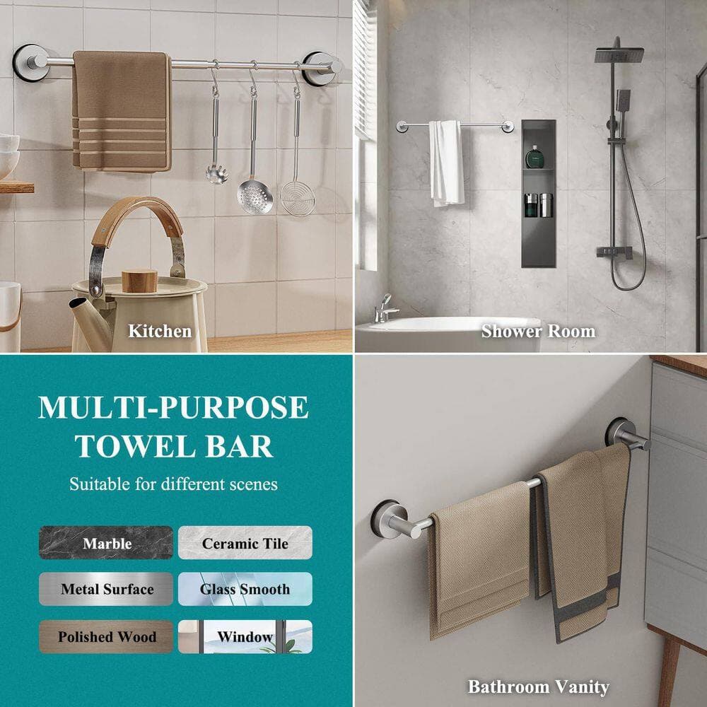 Wudkey Adjustable 12 in. to Wall Mounted Stainless Steel Towel Bar Towel Holder for Glass Shower Door (2)
