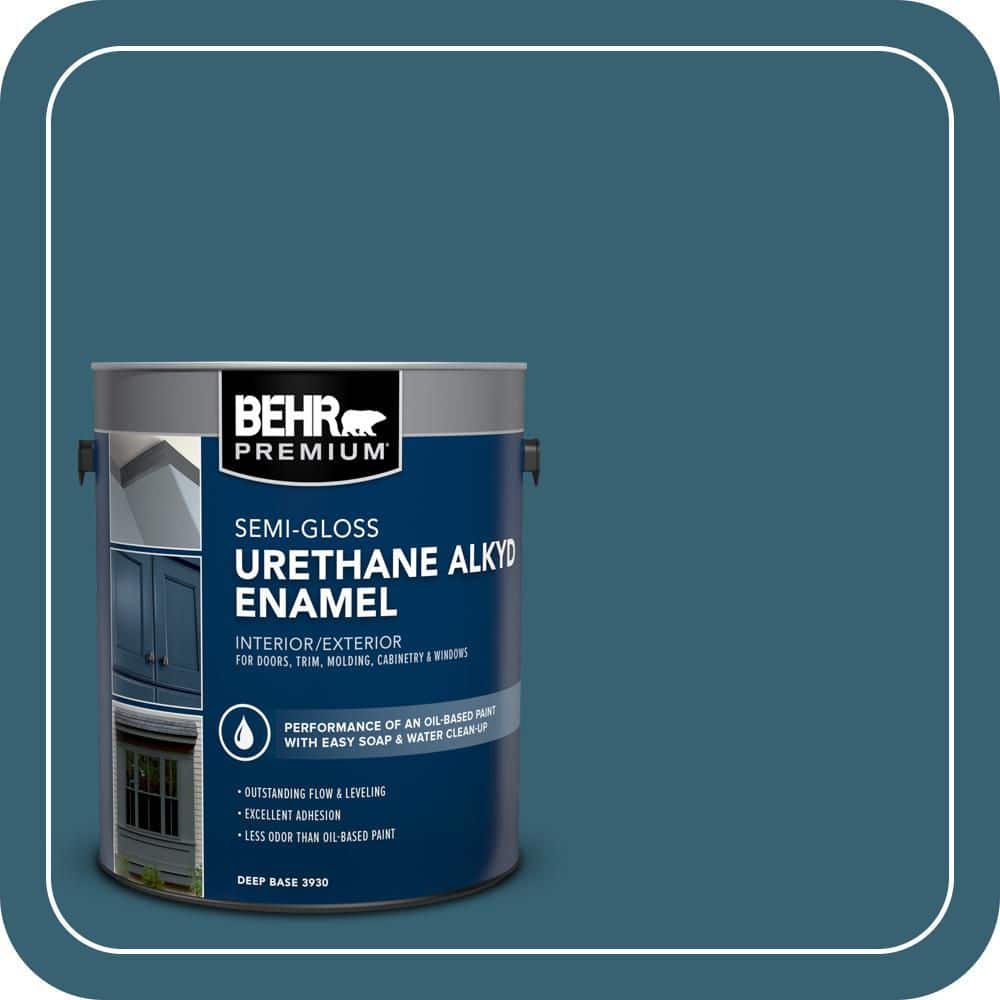BEHR PREMIUM 1 gal. #PPU13-18 Bermudan Blue Urethane Alkyd Semi-Gloss Enamel Interior/Exterior Paint (1)