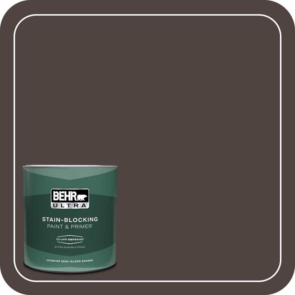 BEHR ULTRA 1 qt. #QE-24 Manchester Brown Extra Durable Semi-Gloss Enamel Interior Paint & Primer