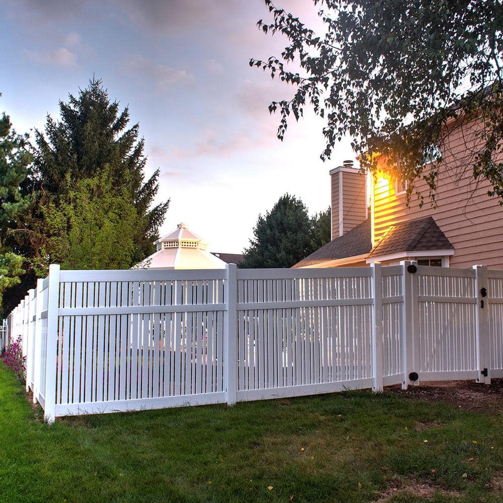 Weatherables Davenport 3.9 ft. x 5 ft. White Vinyl Semi-Privacy Fence Gate Kit (2)