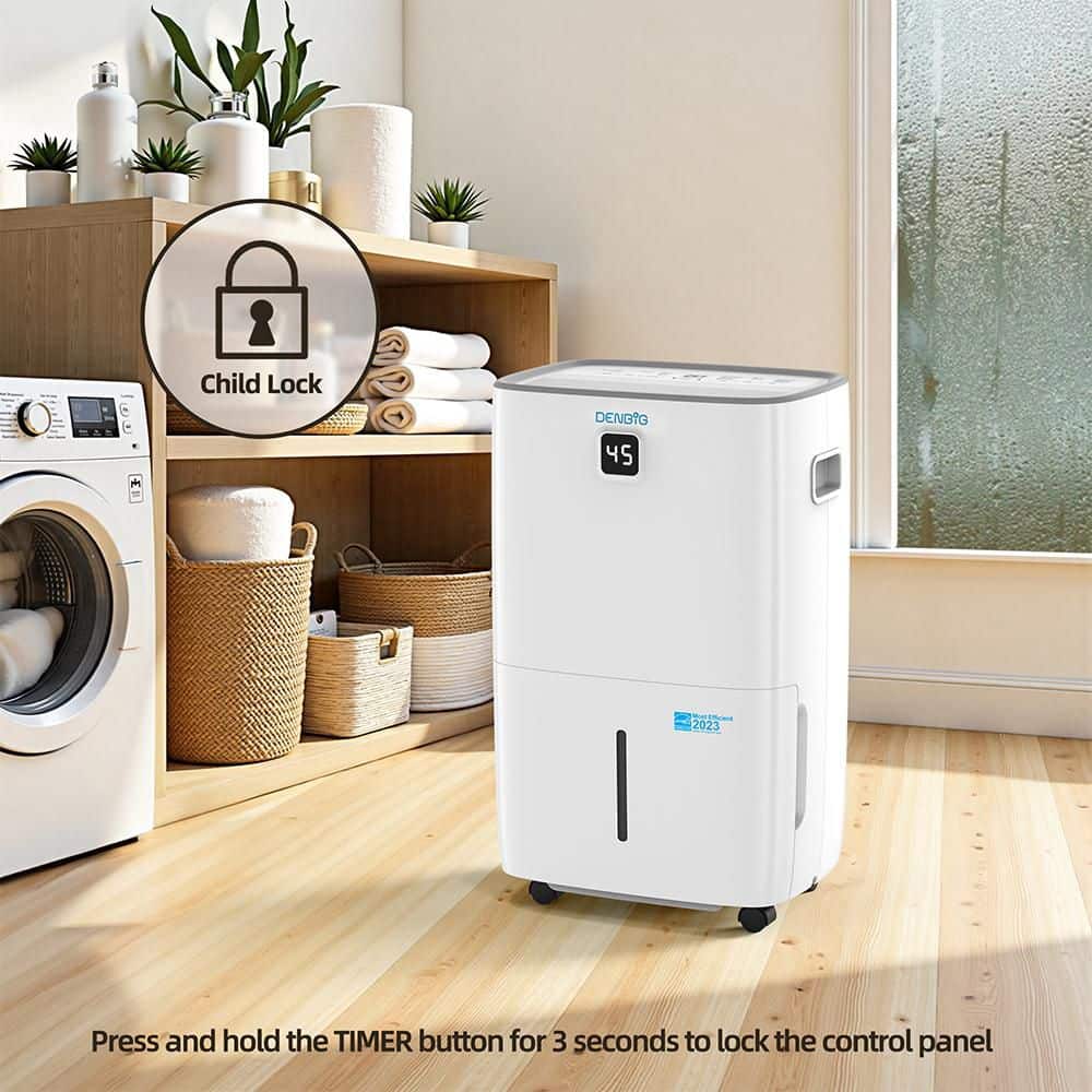Edendirect 50 pt. 3,500 sq.ft. Dehumidifier in. White with Built-in Pump, Drain Hose for Basement, Garage, 3 Fan Speed, ENERGY STAR (2)
