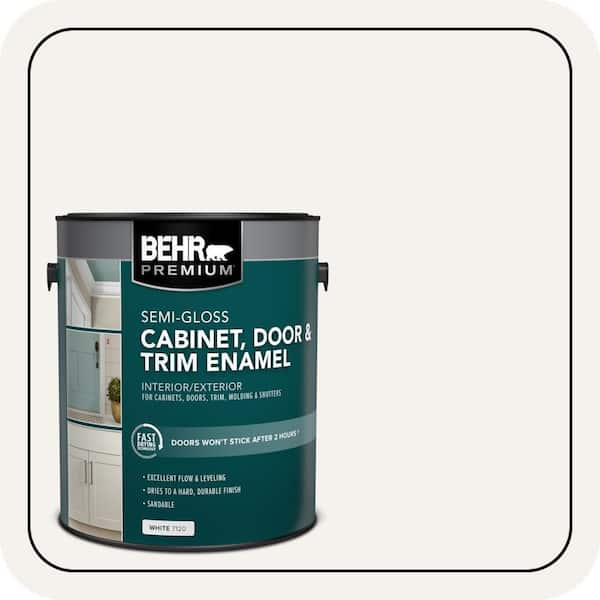 BEHR PREMIUM 1 gal. #PR-W14 Bit of Sugar Semi-Gloss Enamel Interior/Exterior Cabinet, Door & Trim Paint (2)