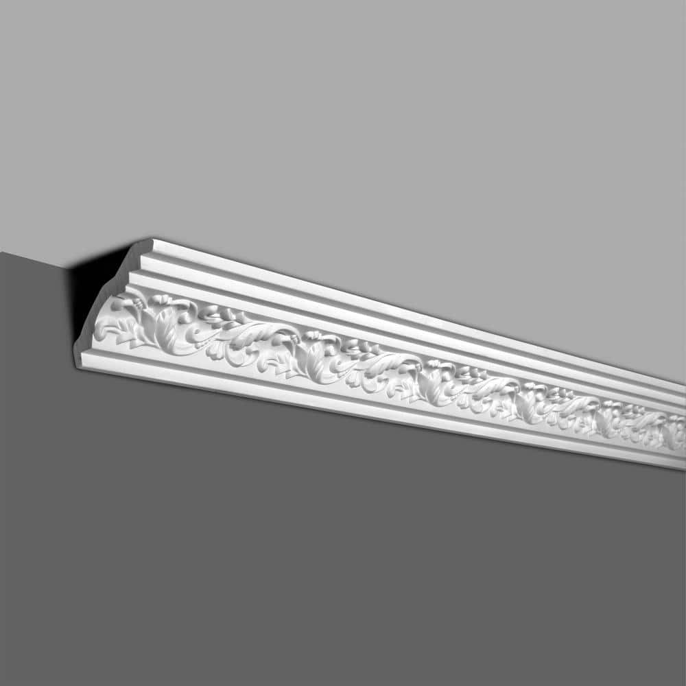 American Pro Decor 2-7/8 in. x 2-7/8 in. x 94-1/2 in. Decorative Leaves Polyurethane Crown Moulding Pro Pack 39 LF (5-Pack) (2)