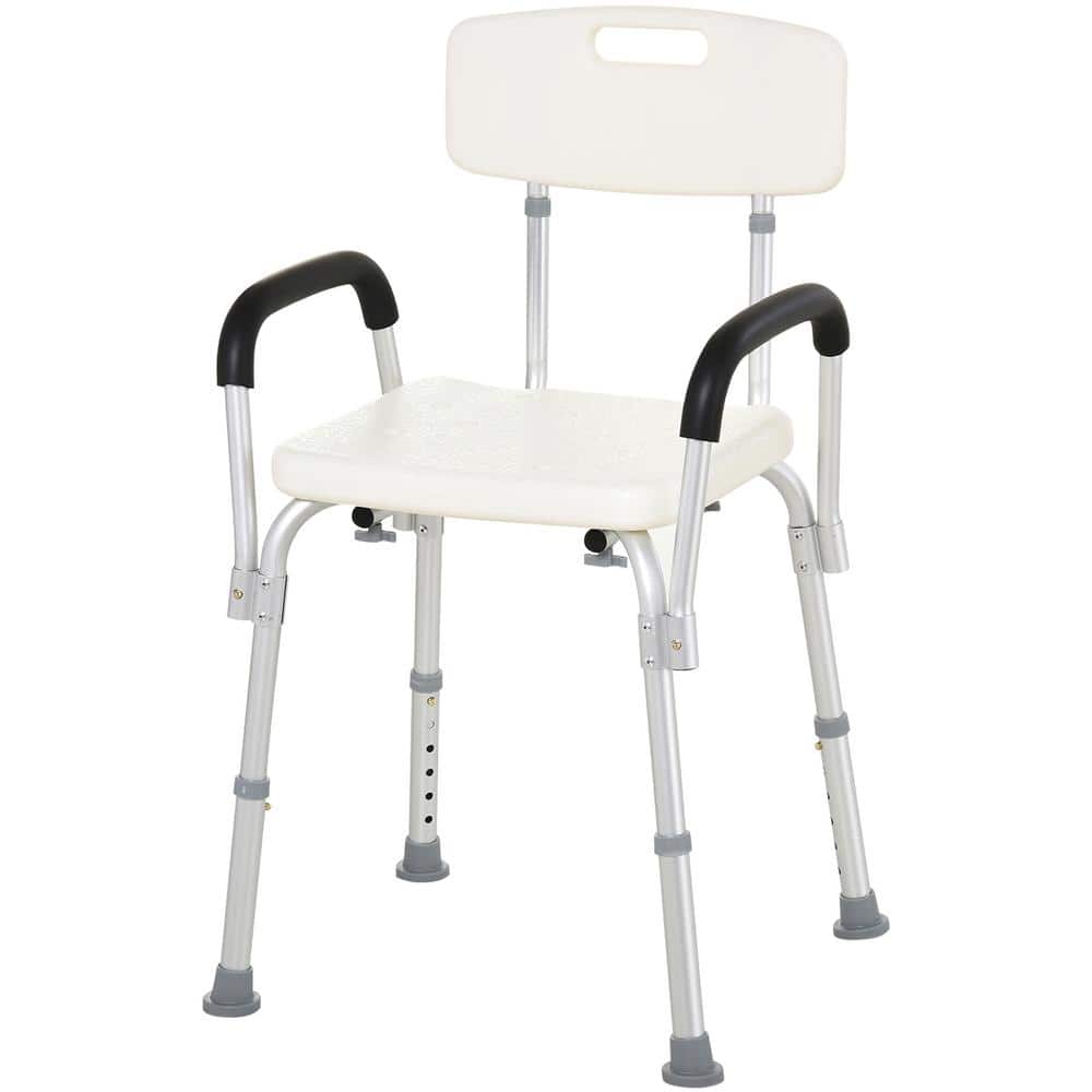 HOMCOM Mobility Medical Grade Bath Shower Chair, Adjustable Shower Seat with Removable Armrests for Seniors, Disabled