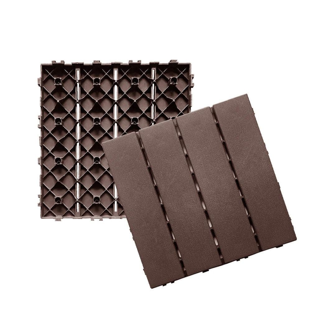 Pro Space 12 in. x 12in. Plastic Interlocking Flooring Deck Tiles 44pack,Brown (2)