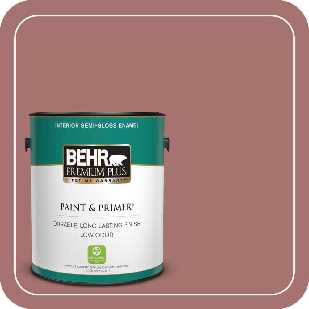 BEHR PREMIUM PLUS 1 gal. #MQ1-17 Autumn Russet Semi-Gloss Enamel Low Odor Interior Paint & Primer