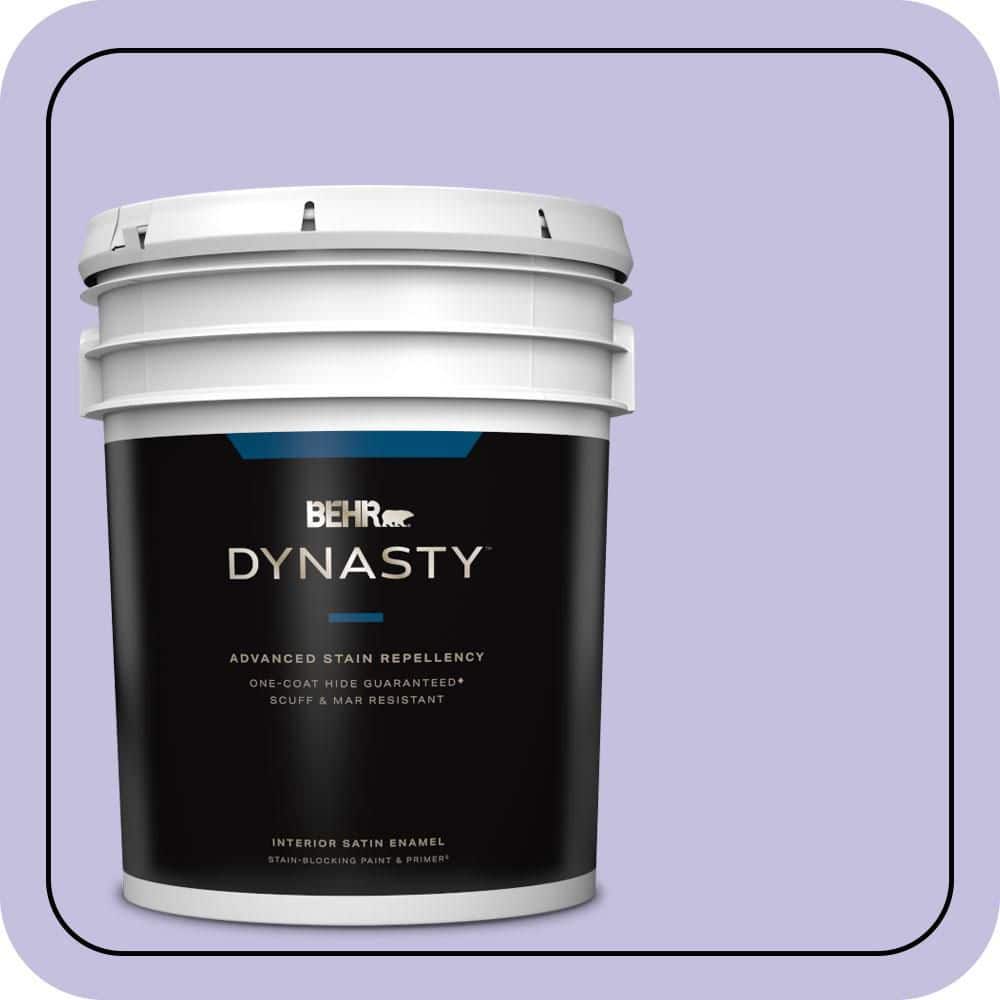 BEHR DYNASTY 5 gal. #630A-3 Weeping Wisteria Satin Enamel Interior Stain-Blocking Paint and Primer