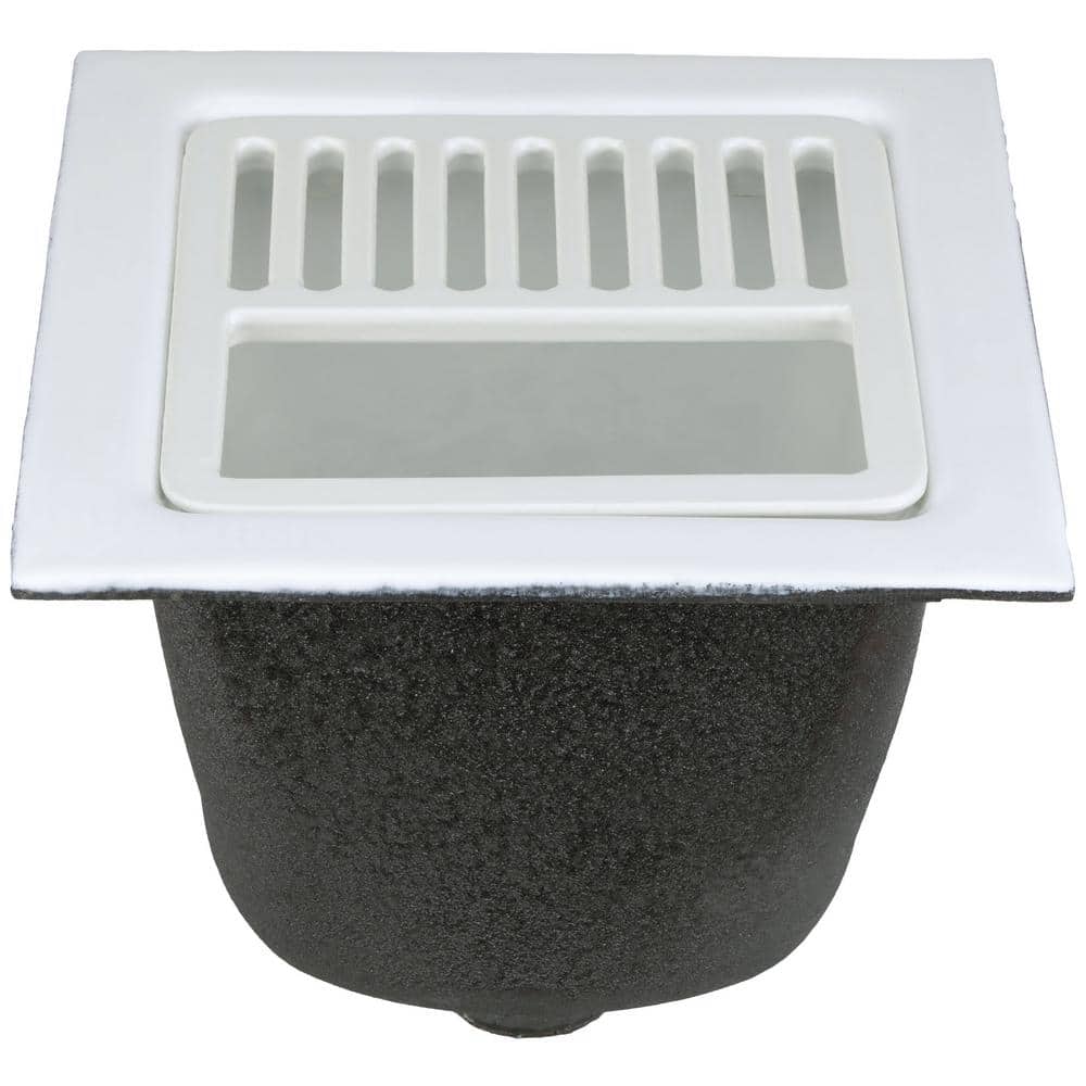 Zurn 12 in. x 12 in. Acid Resisting Enamel Coated Floor Sink with 2 in. No-Hub Connection and 8 in. Sump Depth (2)