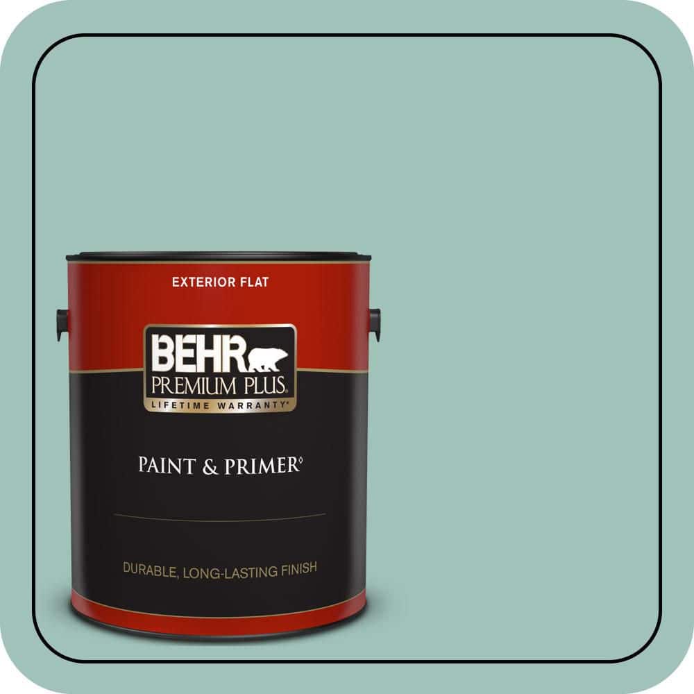 BEHR PREMIUM PLUS 1 gal. #MQ6-36 Cascade Green Flat Exterior Paint & Primer