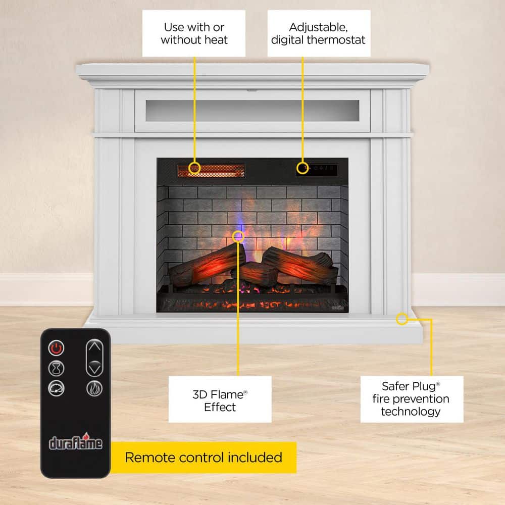 Twin Star Home Duraflame 51 in. Freestanding Wall Mantel Electric Fireplace in Bright White (3)