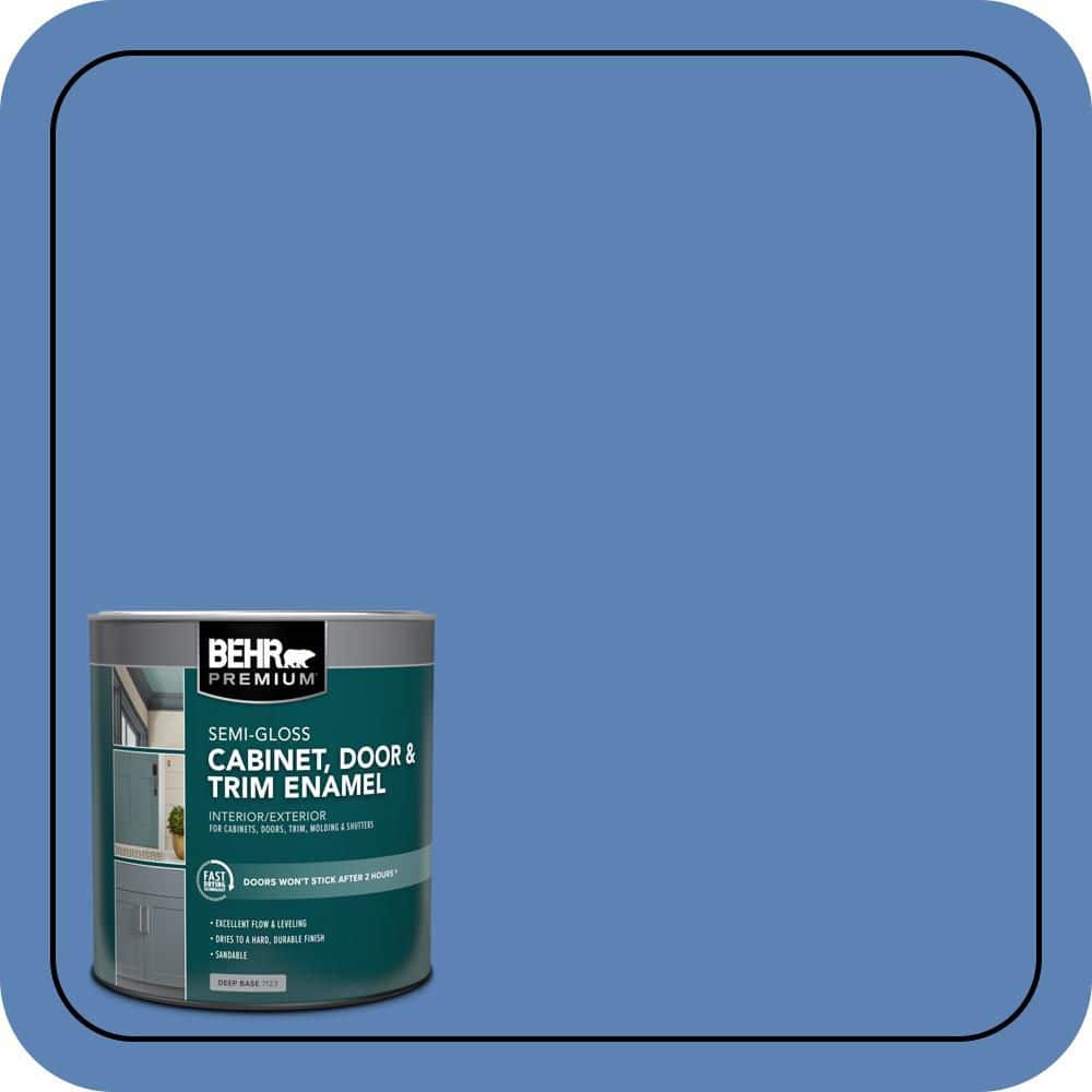 BEHR PREMIUM 1 qt. #PPU15-06 Neon Blue Semi-Gloss Enamel Interior/Exterior Cabinet, Door & Trim Paint