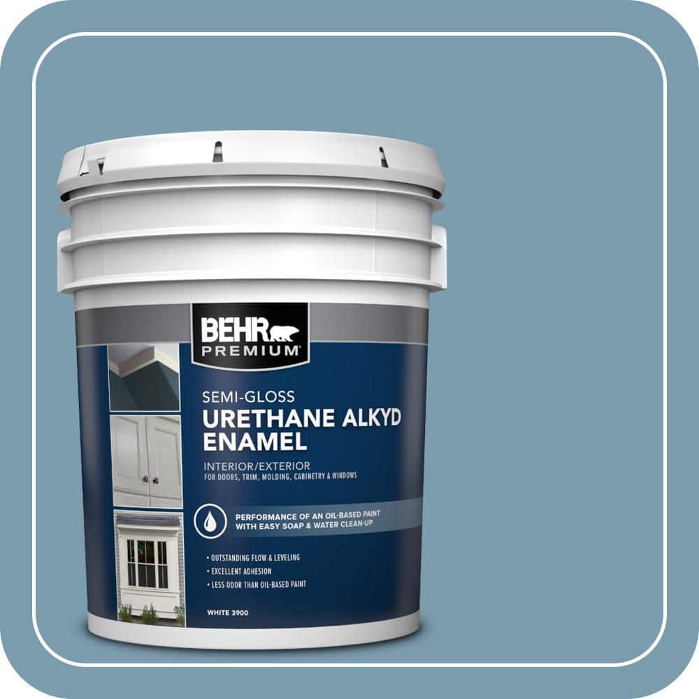 BEHR PREMIUM 5 gal. #550F-4 Cool Dusk Urethane Alkyd Semi-Gloss Enamel Interior/Exterior Paint