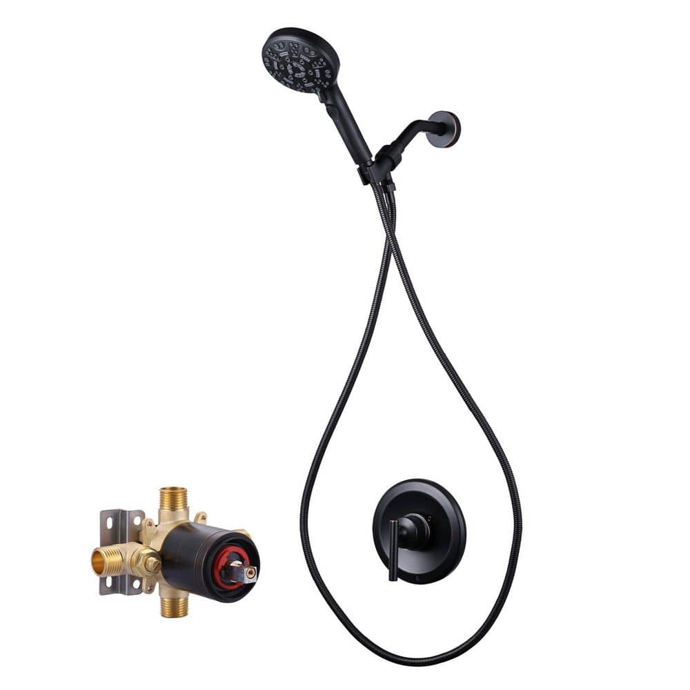 AVITAS Single Handle Wall Mounted 7-Spray Handheld Shower Faucet 1.8 GPM with Pressure Balance Valve in Oil Rubbed Bronze (1)