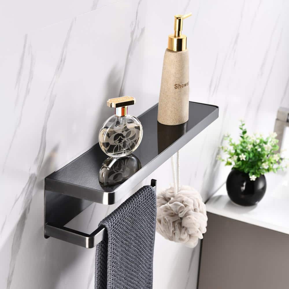 Lexora Bagno Bianca 17.71 in. Wall Mounted Towel Bar in Gun Metal (2)
