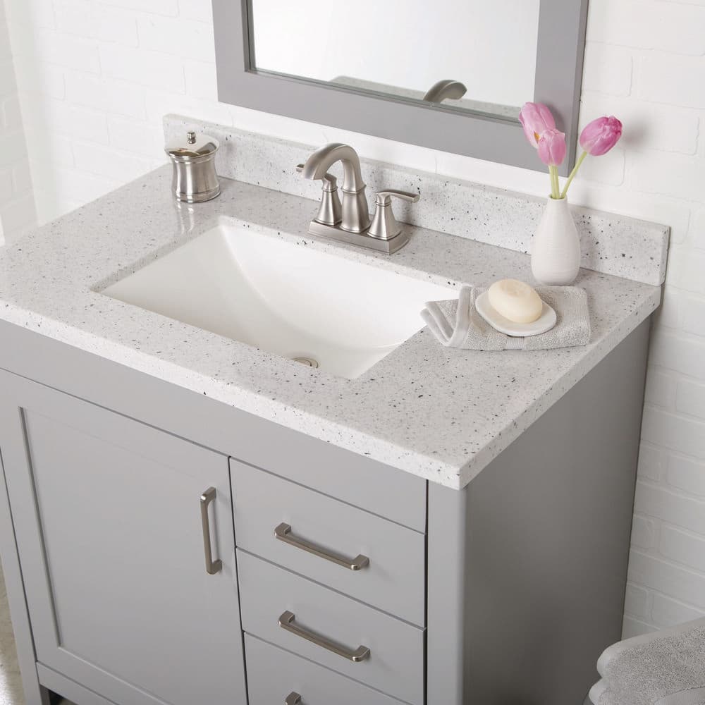 Home Decorators Collection 37 in. W Cultured Marble Vanity Backsplash in Silver Ash (2)