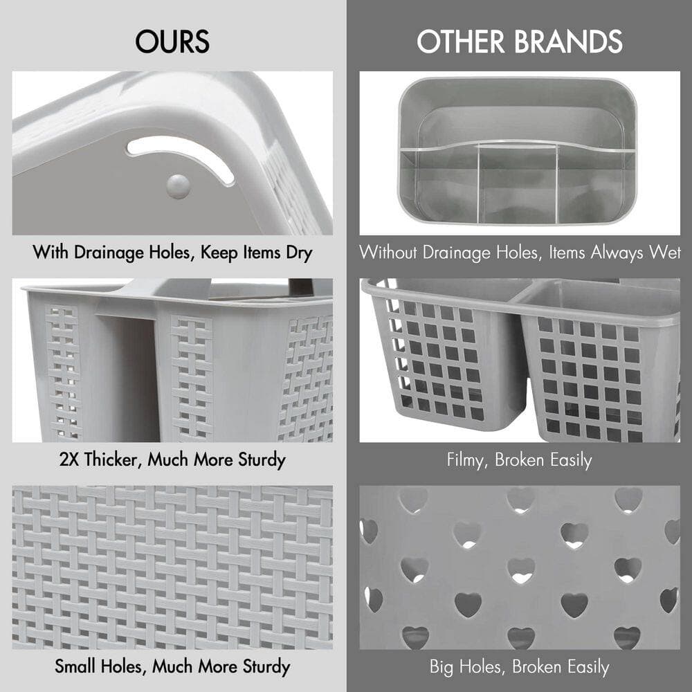 Esepony Plastic Shower Caddy with Portable for Home, Dorm, Shelf, Cabinet, Soap, Beauty Products and Cleaning Supplies, Gray (3)