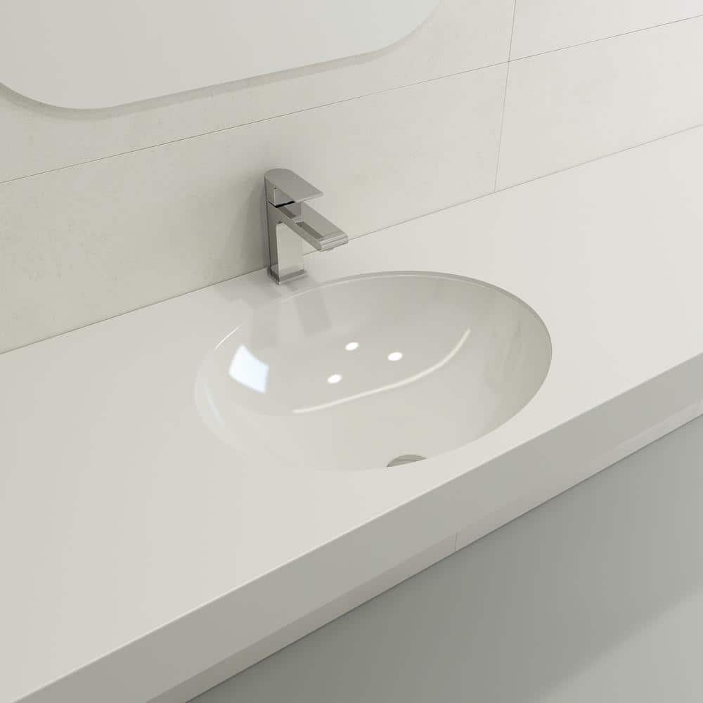 BOCCHI Parma 22 in. Undermount Fireclay Bathroom Sink in White with Overflow