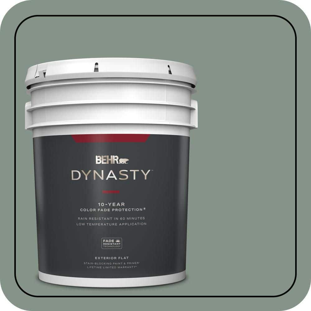 BEHR DYNASTY 5 gal. #460F-4 Wethersfield Moss Flat Exterior Stain-Blocking Paint & Primer