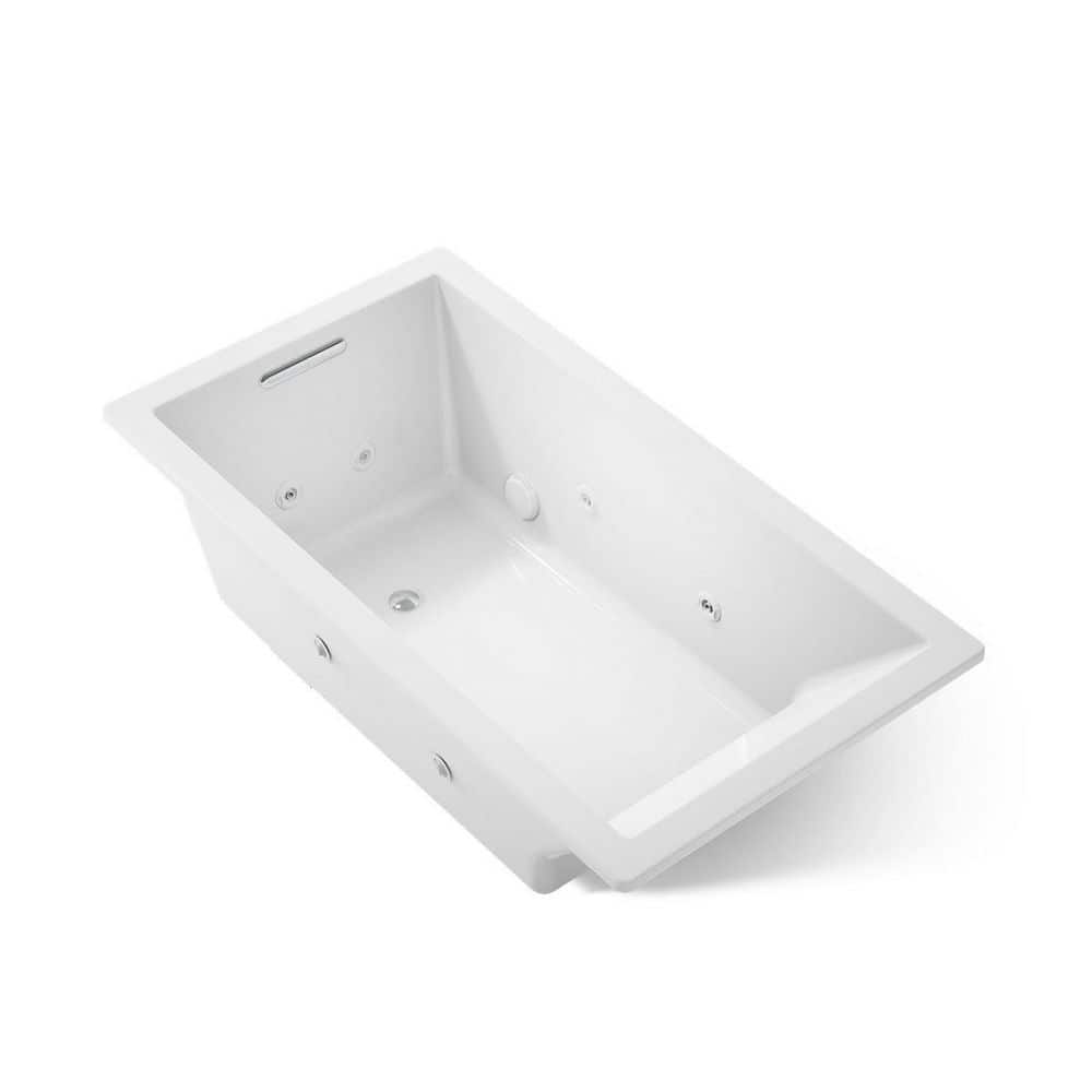 KOHLER Underscore 66 in. x 36 in. Rectangular Whirlpool Bathtub with Reversible Drain in White (1)