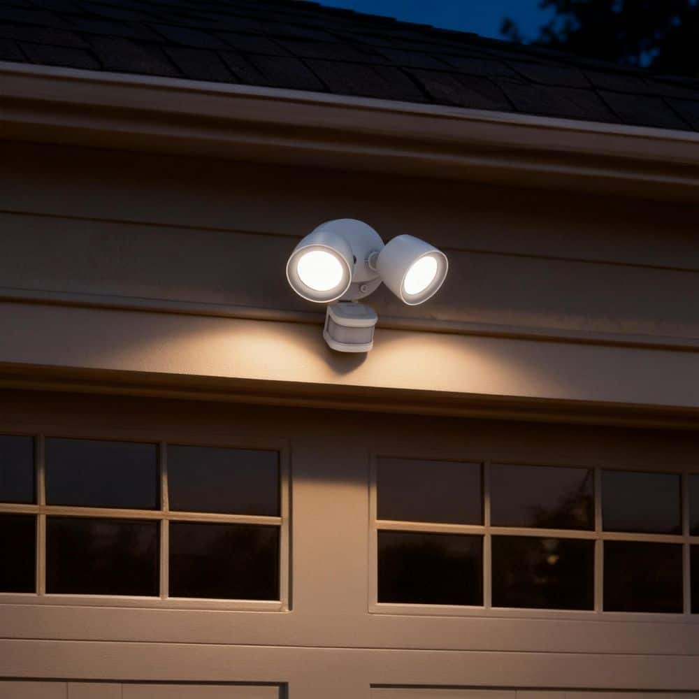 Commercial Electric 240° Motion Activated Dusk to Dawn White Outdoor Twin Head Integrated LED Security Flood Light 24-Watt 2400 Lumen (3)