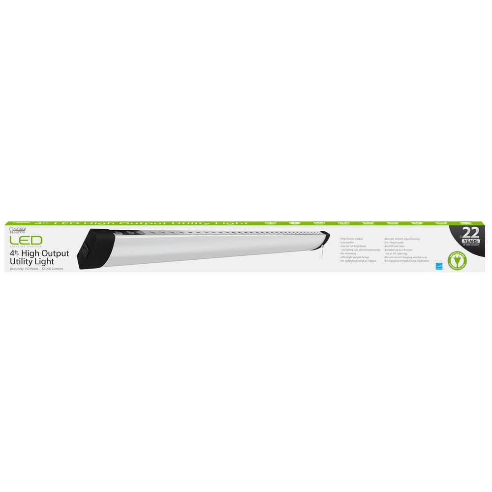 Feit Electric 4 ft. 120-Watt 5000K Daylight 12000 Lumens White Integrated LED Linkable Hanging Shop Light Fixture with Pull Chain (4)