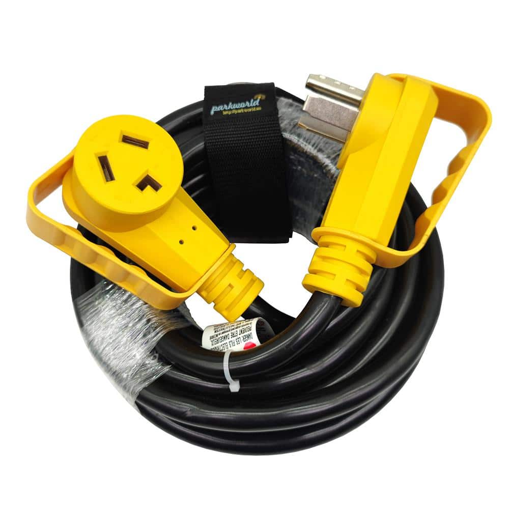 parkworld 50 ft. 10/3 30A 125/250-Volt Indoor/Outdoor 3 Prong NEMA 10-30 Dryer Extension Cord with Handle and Lighted end, Black (1)