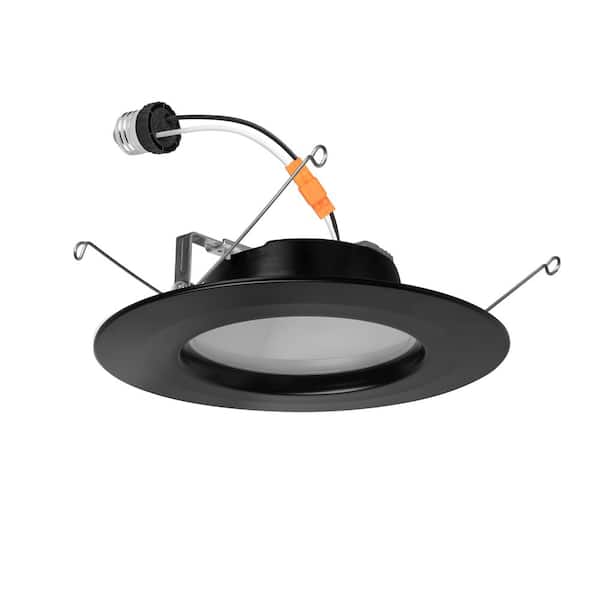 Commercial Electric 1-pack 6 in 5 Ways Color Temperature Selectable Black Integrated LED Recessed Retrofit Light Trim