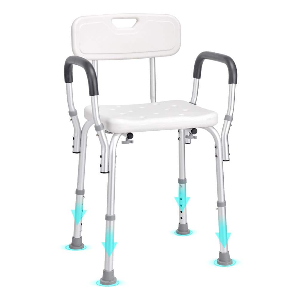Volenca Shower Chair with Back, Height Adjustable Bath Seat, Non-Slip Shower Bench for Shower Tub, 350 Lbs Capacity (1)