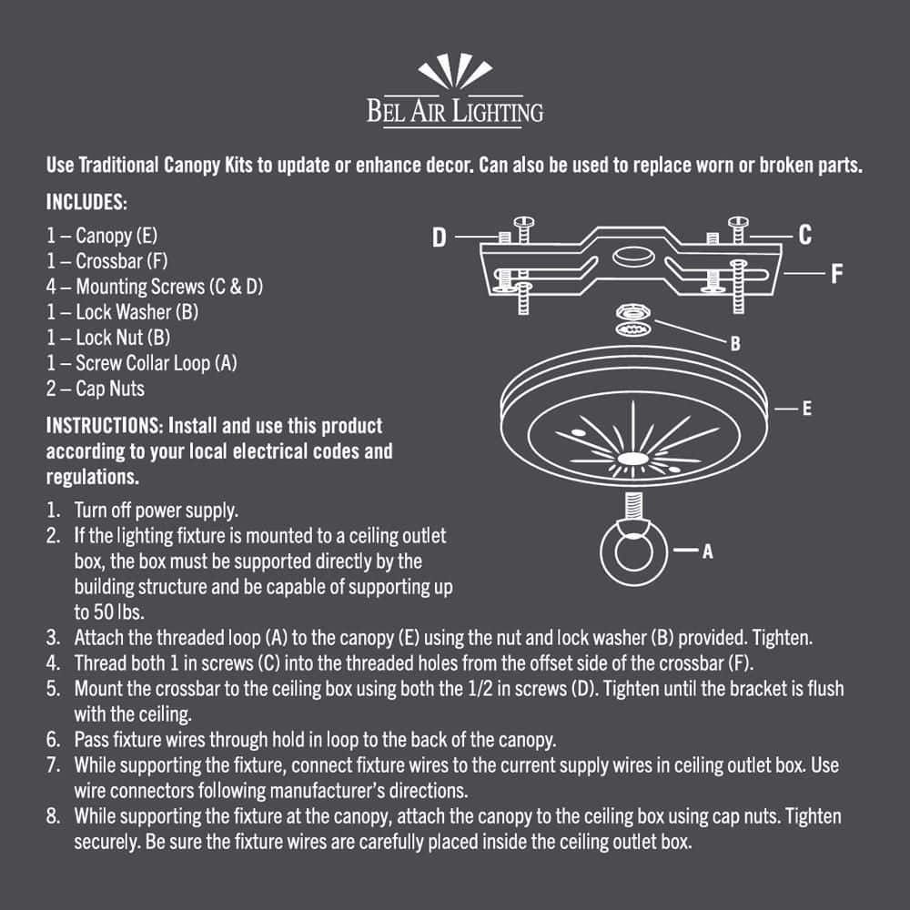 Bel Air Lighting 5 in. Oil Rubbed Bronze Traditional Ceiling Canopy Kit for Hanging Light Fixtures (4)