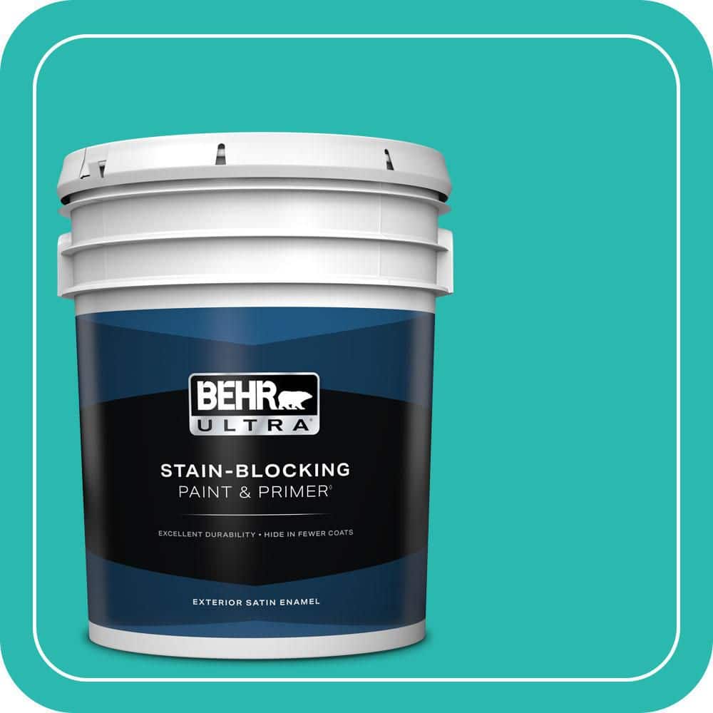 BEHR ULTRA 5 gal. #P450-5 Island Aqua Satin Enamel Exterior Paint & Primer