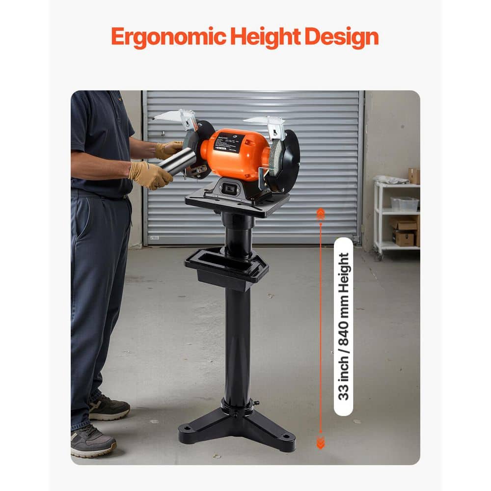 SKYSHALO Bench Grinder Stand, Heavy-Duty Bench Grinder and Vise Floor Pedestal with 10.6 in. x 10.6 in. Mounting Plate (3)