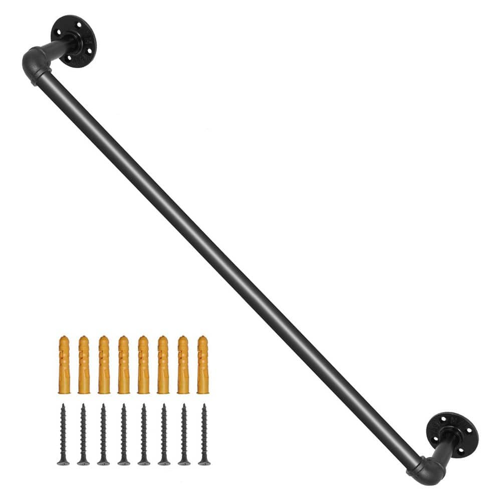 SVOPES Pipe Stair Handrail, 440 lbs. Load Capacity, 36 in. x 3.74 in. Black Carbon Steel Stair Railing Kit 2025 Update (1)