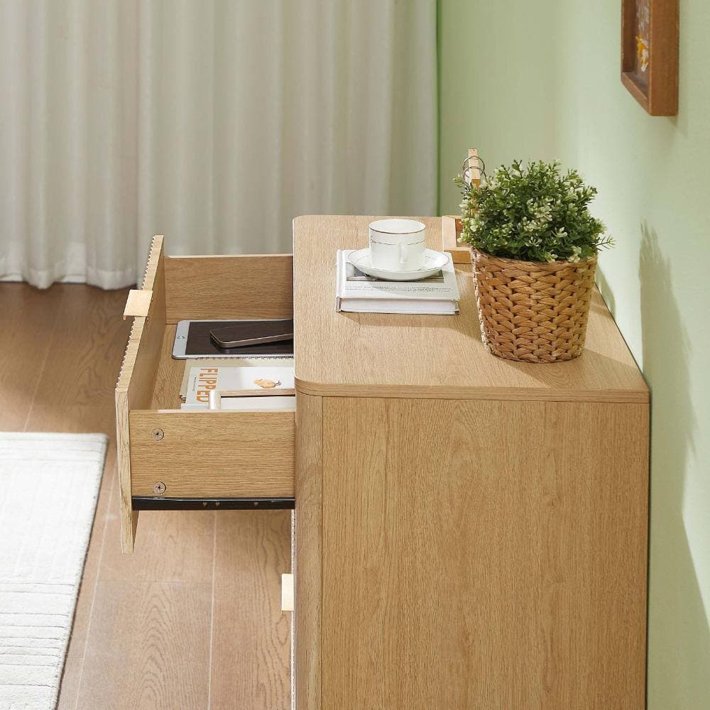 COWLOWN 31.6 in. W x 15.9 in. D x 29.7 in. H Oak Brown Linen Cabinet with Metal Handles (2)